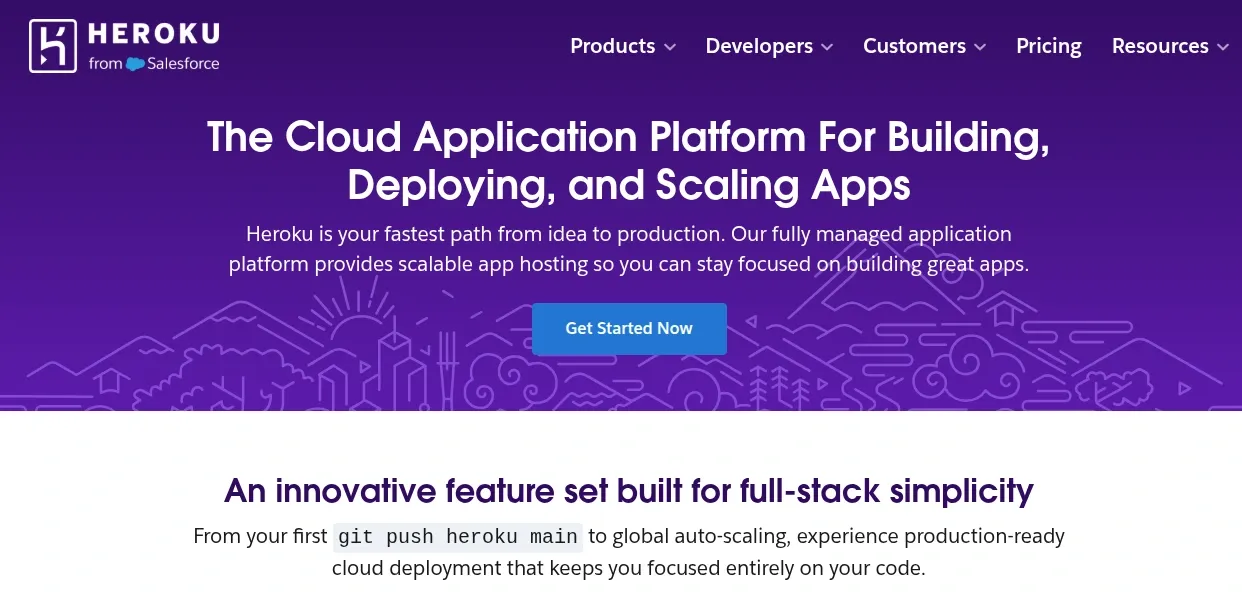 Heroku landing page banner showcase