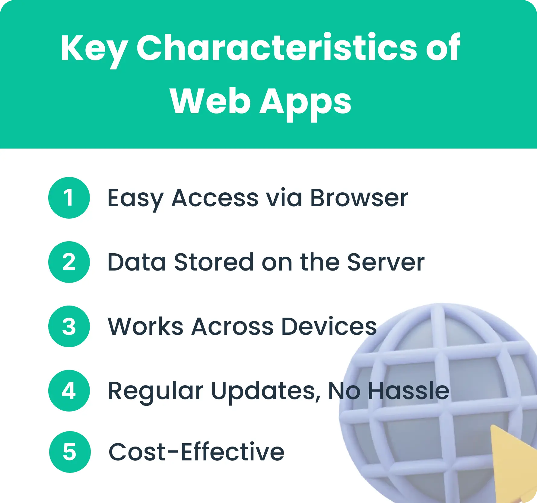 An image of key characteristics of web apps
