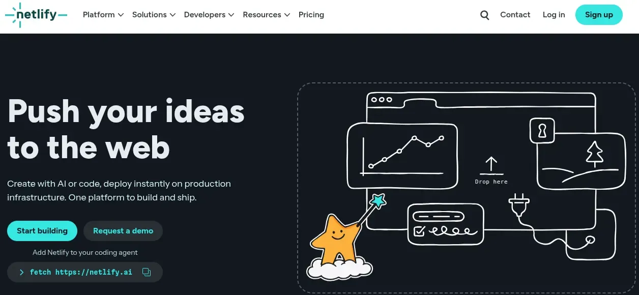 Netlify landing page banner showcase