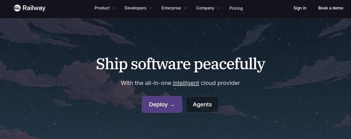Railway landing page banner showcase