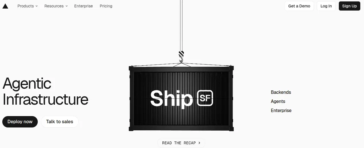 Vercel landing page banner showcase